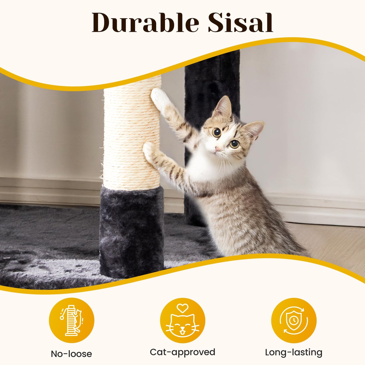 Keygarzone Large Cat Tree with Scratching Posts, Bed, Hammocks & Condos ¨C Multi-Level Cat Tower for Playful Cats, 73" Modern Jungle Gym for Multiple Cats, Grey