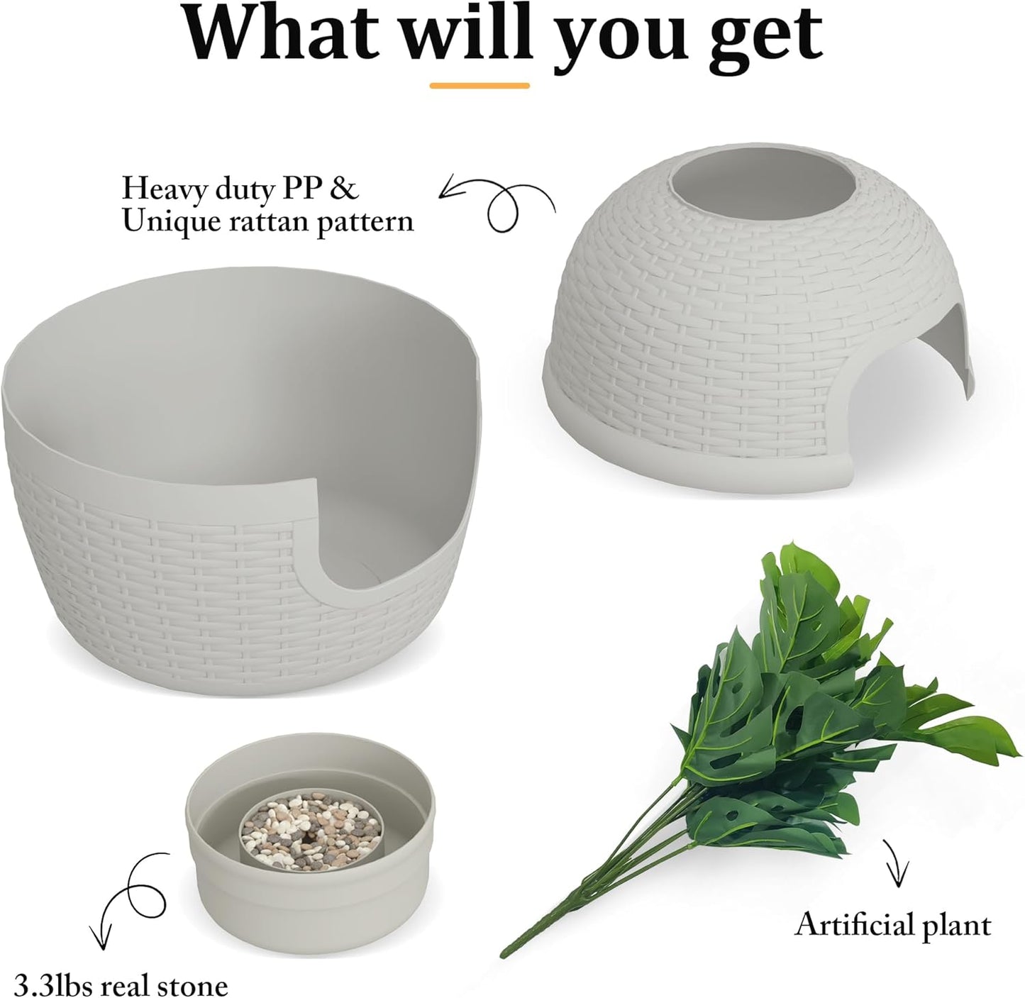 Hidden Litter Box with Faux Plant