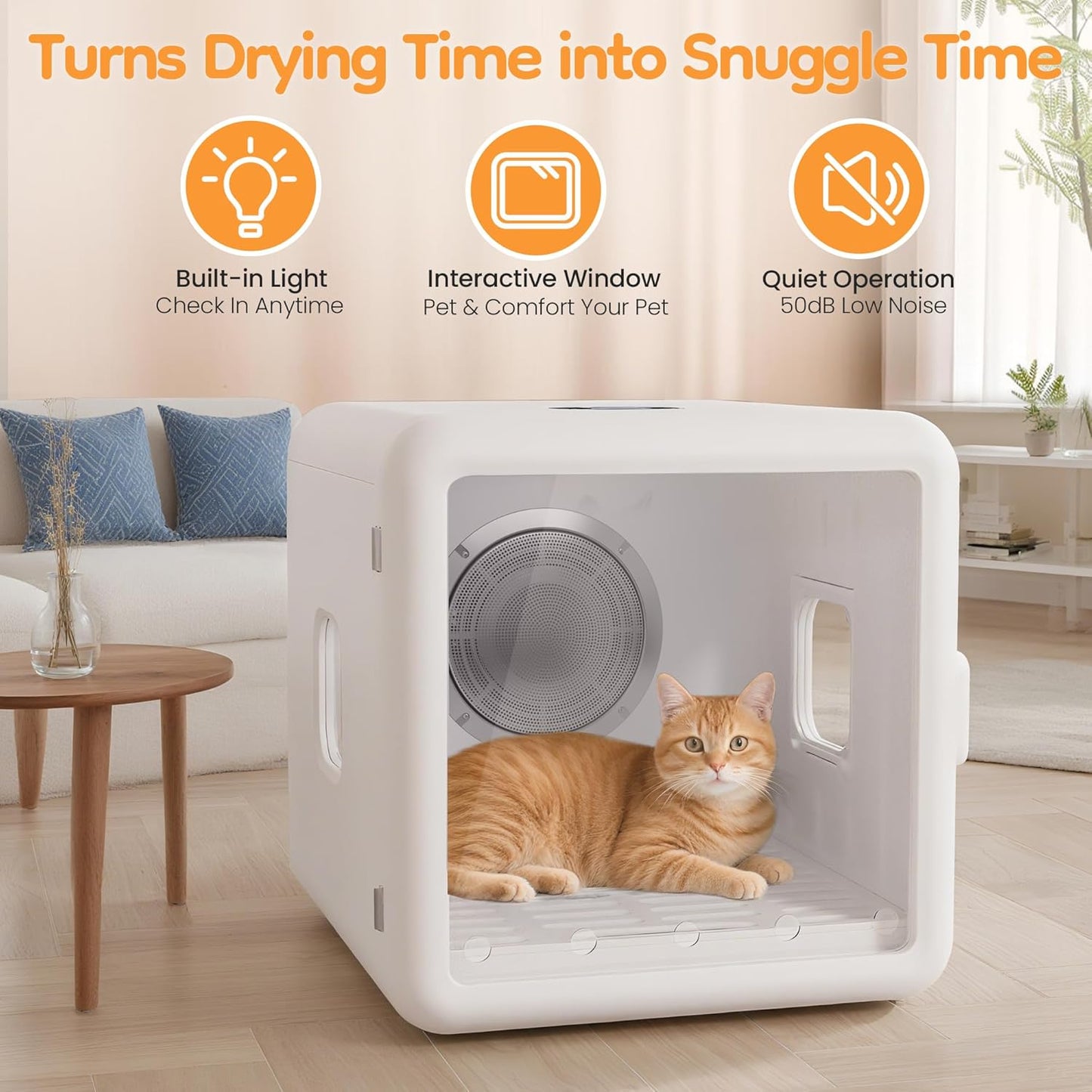 Keygarzone Pet Dryer Box for Cats & Dogs ¨C 65L Quiet Hair Drying Machine with Adjustable Temp, Blow Air Function ¨C Portable Dog Dryer for Home Bathing, Pet Drying Kit