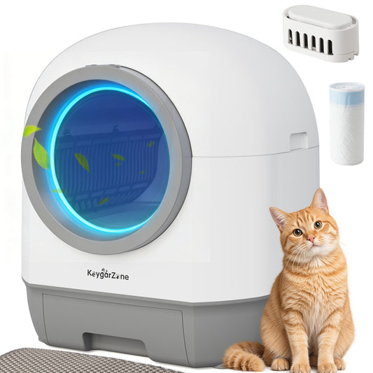 Smart Self-Cleaning Automatic Cat Litter Box with Odor Control, Infrared Sensors, Sleep Mode, and Remote APP Control for Hands-Free Convenience, White