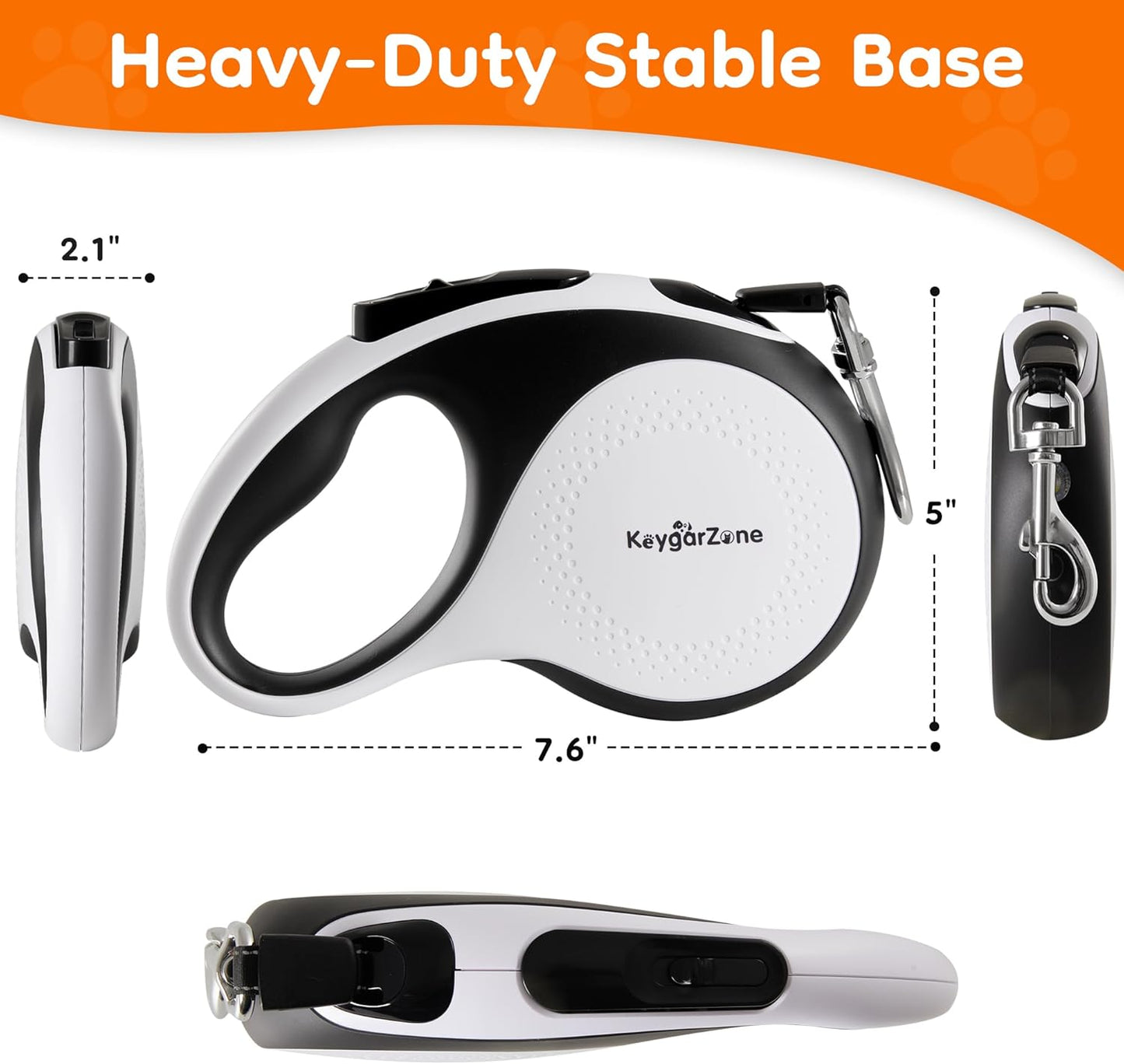 Keygarzone Retractable Dog Leash with LED Light, 16.4ft, 110lb Pull