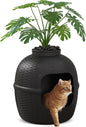 Hidden Litter Box with Faux Plant
