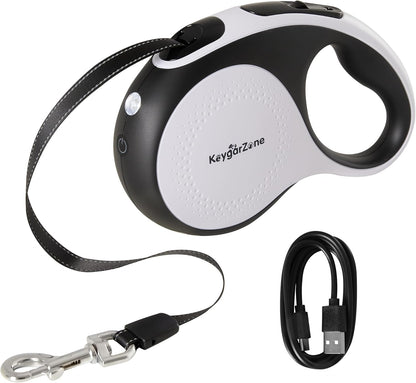 Keygarzone Retractable Dog Leash with LED Light, 16.4ft, 110lb Pull