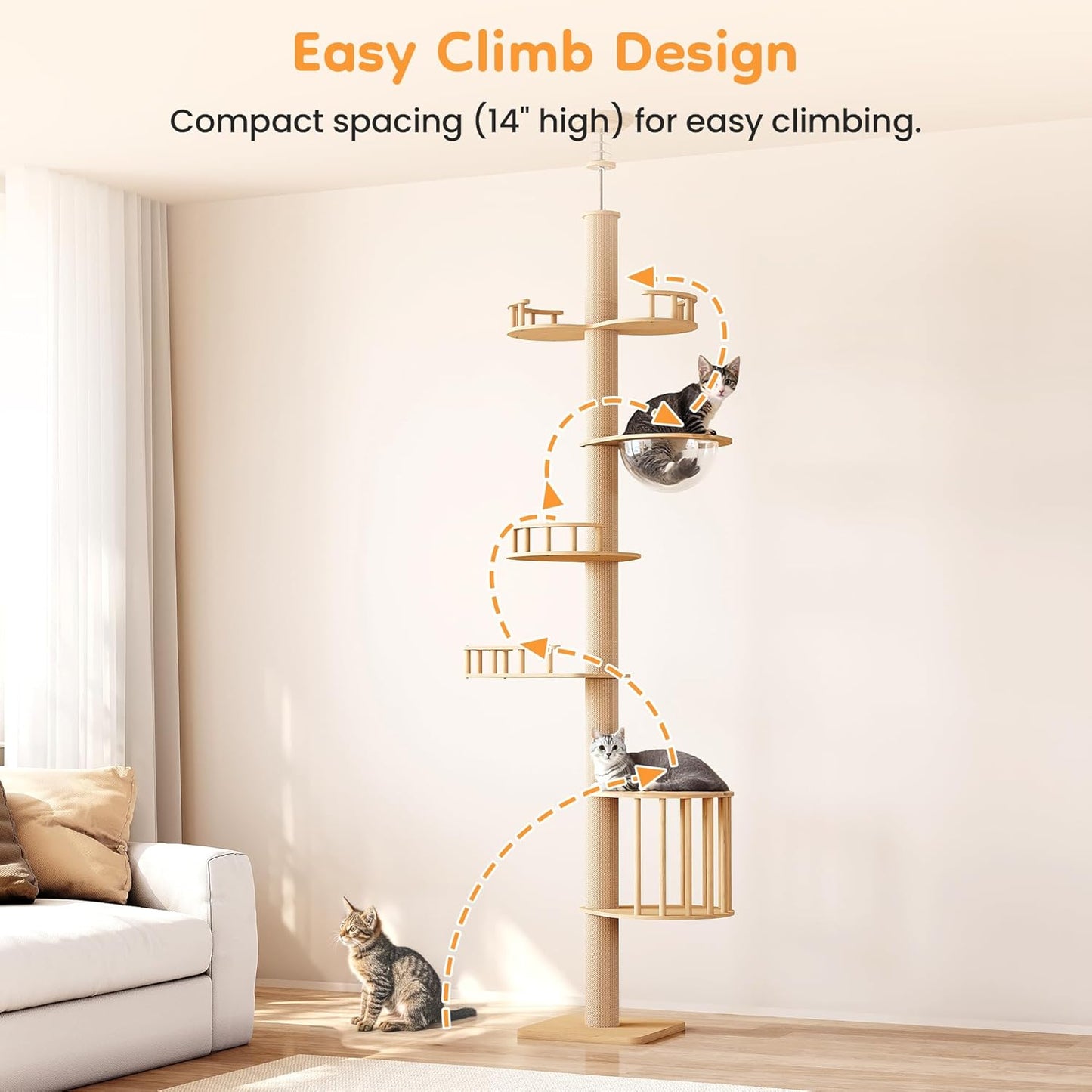Keygarzone Floor to Ceiling Cat Tree Tower