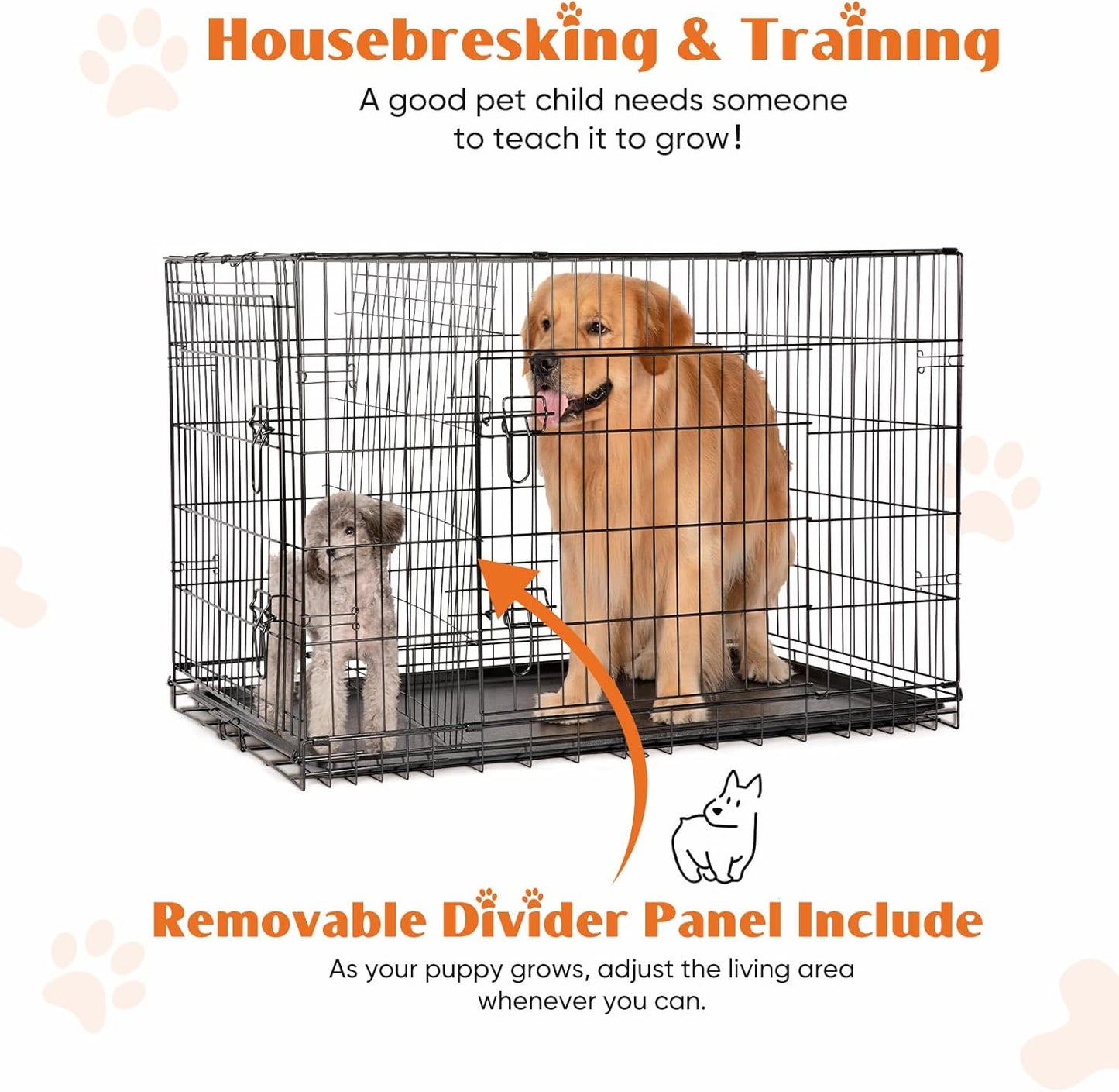 Dog Crate with Double Doors, 24- 53 Inch