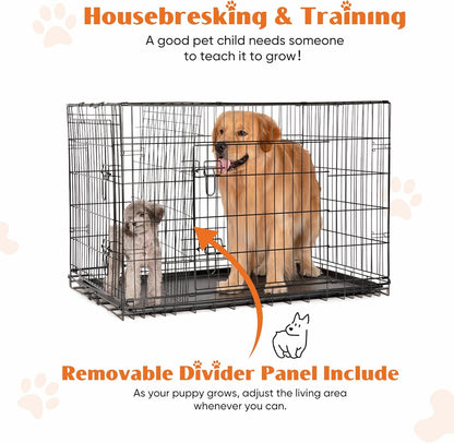 Dog Crate with Double Doors, 24- 53 Inch