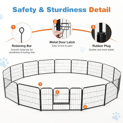 Dog Playpen Indoor Fence Height Metal Exercise Pen with Door