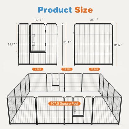 Dog Playpen Indoor Fence Height Metal Exercise Pen with Door