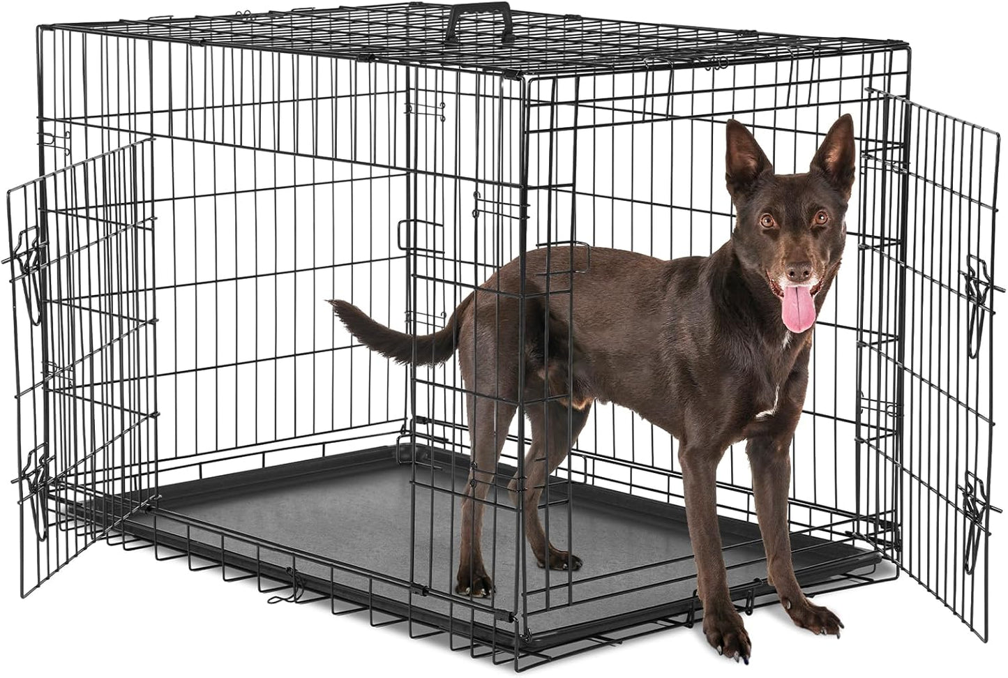 Dog Crate with Double Doors, 24- 53 Inch