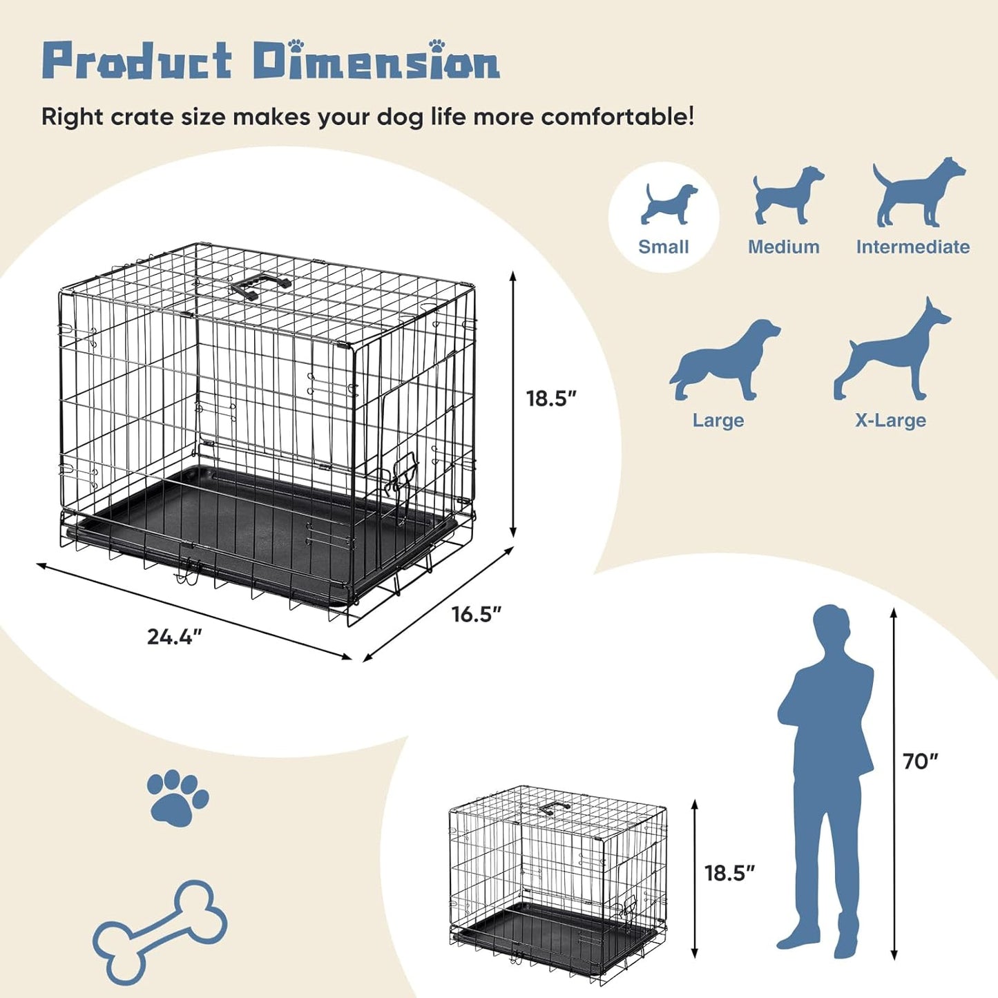 24-30 inch Single Door Dog Cage
