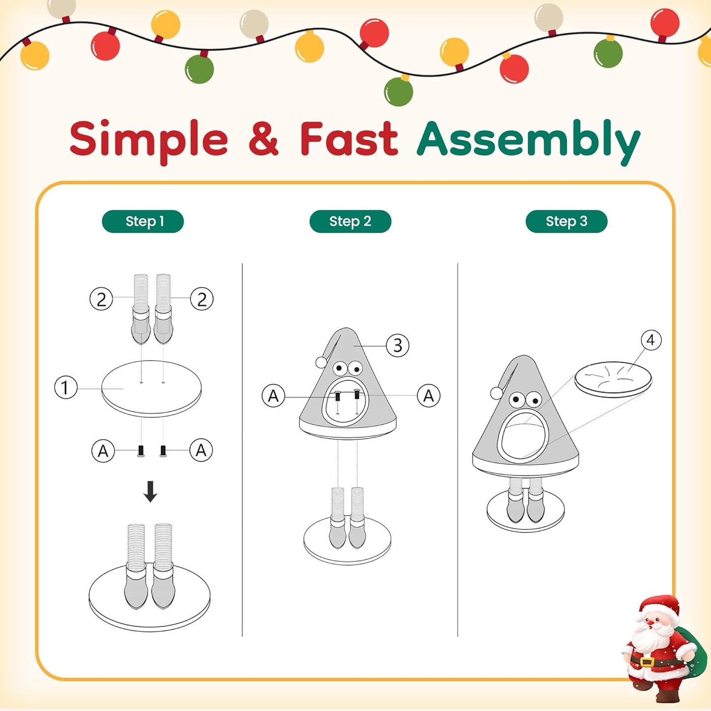 Keygarzone Christmas Cat Tree Tower for Indoor Cats of All Sizes ¨C Cute Santa Hat Design with Scratching Posts & Cozy Cat Bed, Small to Large Cat Tower