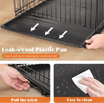 Dog Crate with Double Doors, 24- 53 Inch