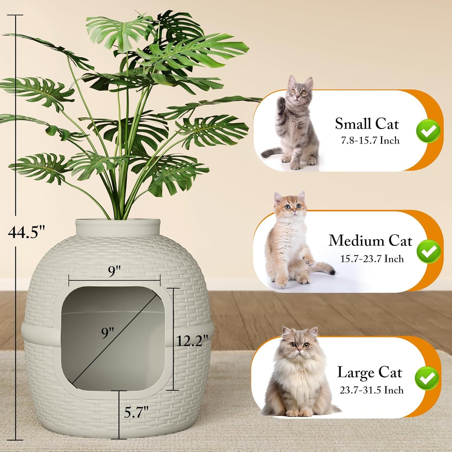 Hidden Litter Box with Faux Plant