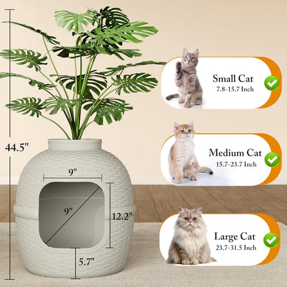Hidden Litter Box with Faux Plant