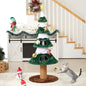 Keygarzone Christmas Tree Cat Tower for Indoor Cats, Multi-Level Wooden Cat Tree with Scratching Posts, Sisal Cat Scratcher & Cozy Cat Beds