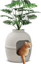 Hidden Litter Box with Faux Plant