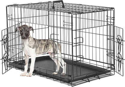 Dog Crate with Double Doors, 24- 53 Inch