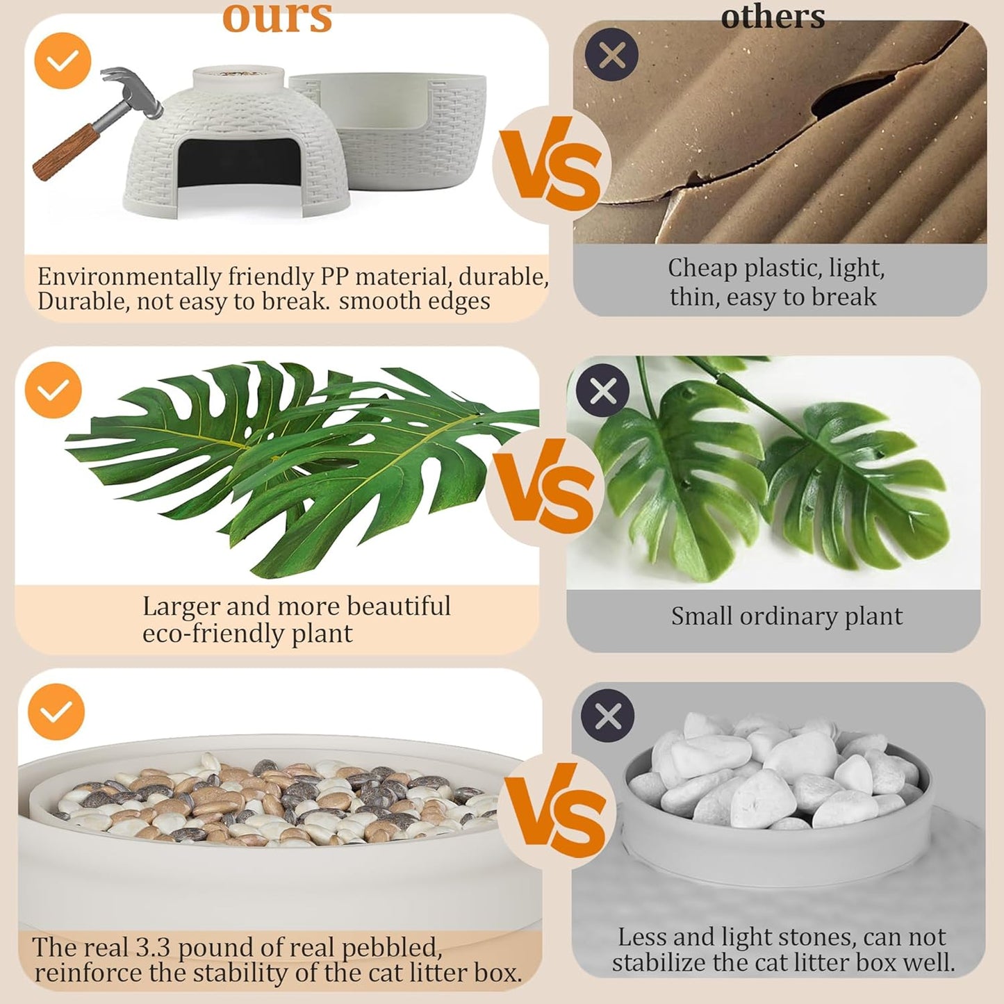 Hidden Litter Box with Faux Plant