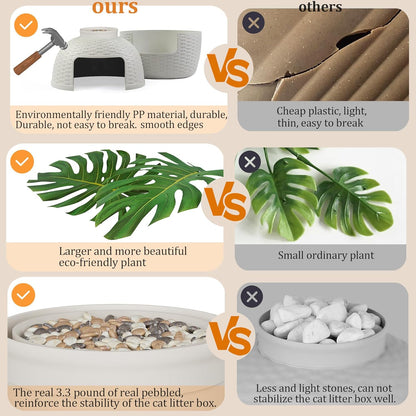 Hidden Litter Box with Faux Plant