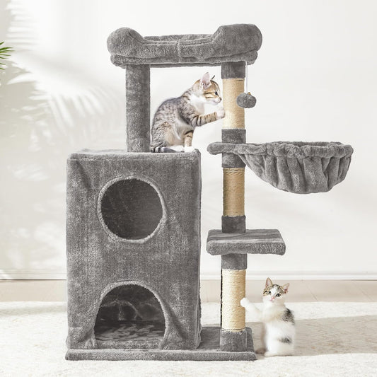 Multi-Level Cat Tree Tower for Large Cats with Scratching Posts