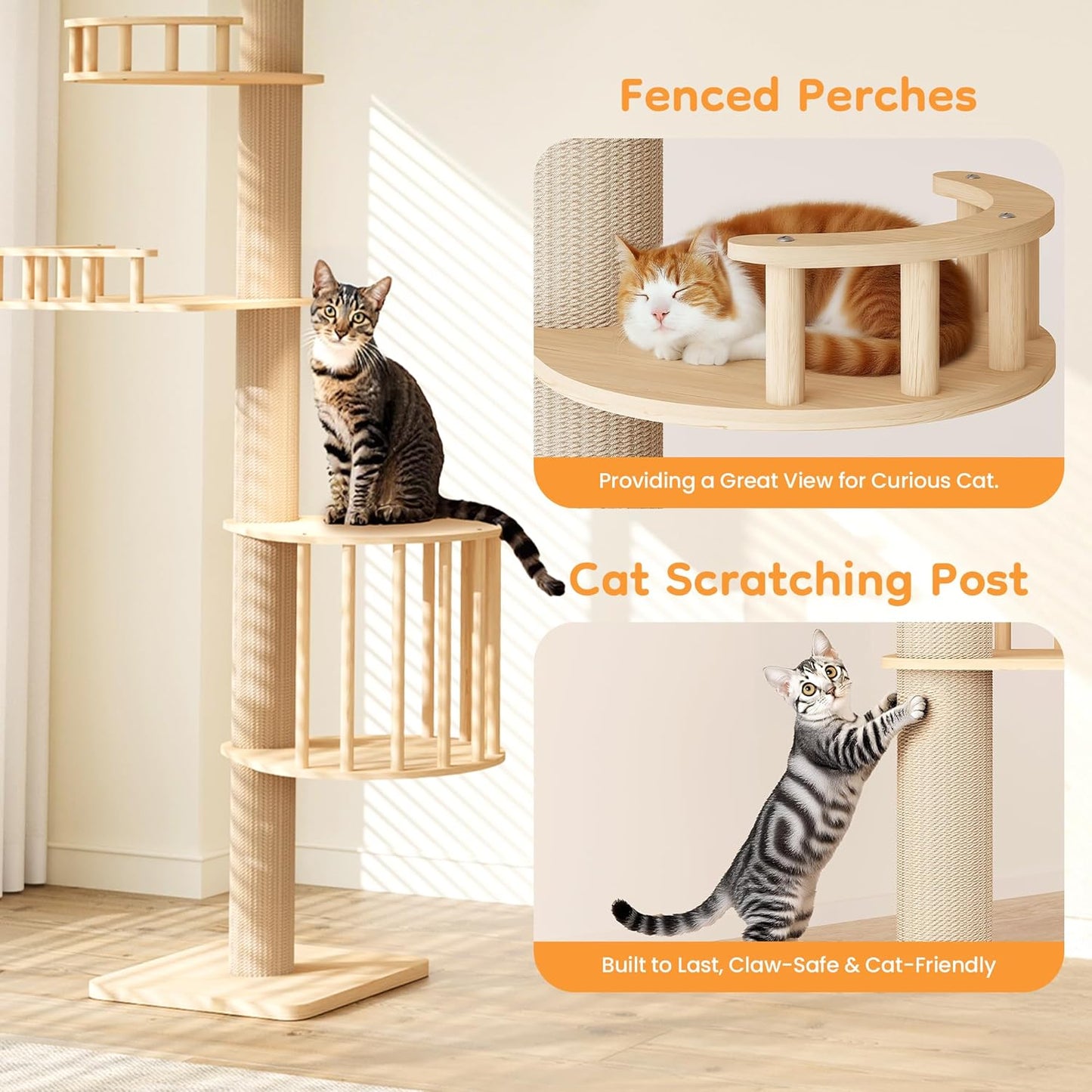 Keygarzone Floor to Ceiling Cat Tree Tower