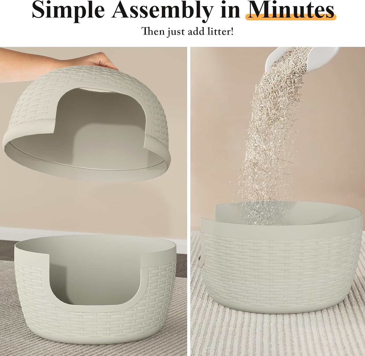 Hidden Litter Box with Faux Plant