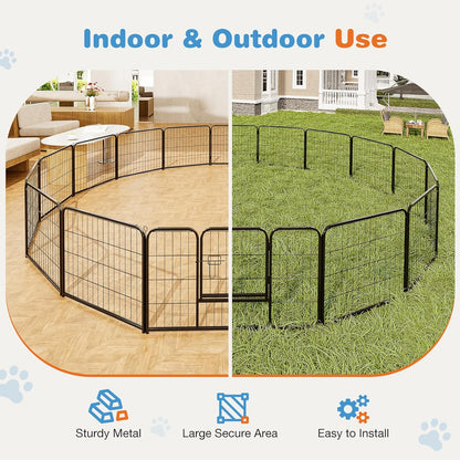 Dog Playpen Indoor Fence Height Metal Exercise Pen with Door
